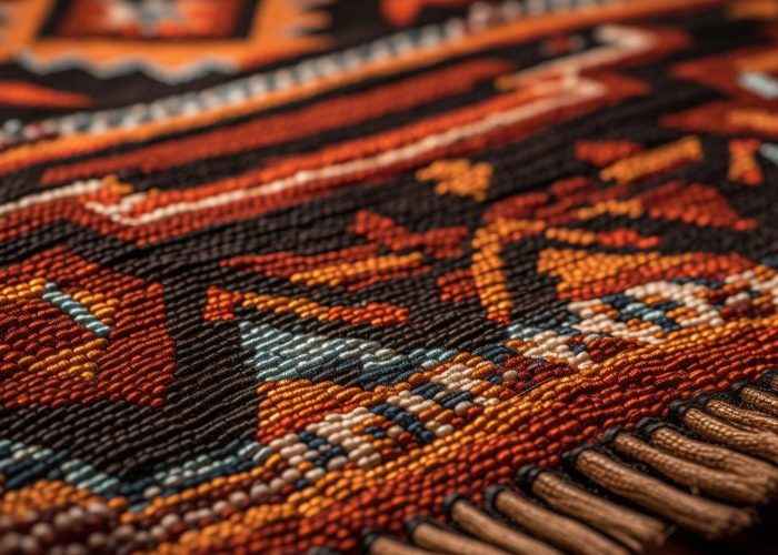 Woven kilim rug showcases Turkish textile culture generated by artificial intelligence